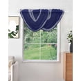 thumbnail image 2 of Navy Blue Geometric Waterfall Valances for Windows, White Greek Key Design Abstract Modern Art Sheer Valance Curtains, Rod Pocket Elegant Swag Valances for Living Room Bedroom, 47.2"x38.5", 2 Panel, 2 of 8