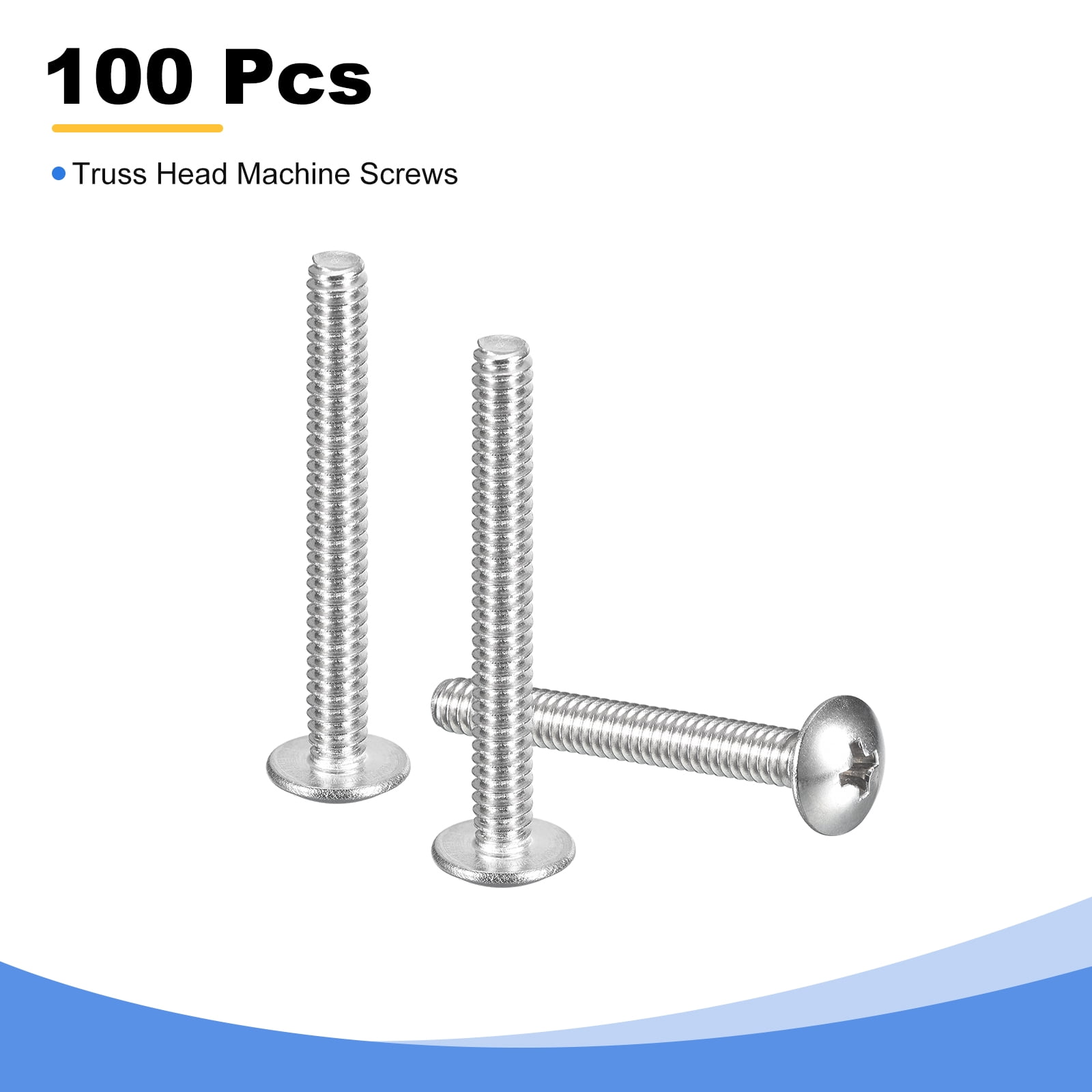 #8-32 x 1-1/4" Truss Head Phillips Machine Screws, Full Thread, 304 Stainless Steel, 100 Pack