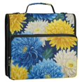thumbnail image 2 of Water-Resistant 3-Ring Binder Organizer with Multiple Pockets Zipper Binder Bag for Office Yellow and White Chrysanthemum, 2 of 8