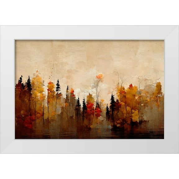 Treechild 18x13 White Modern Wood Framed Museum Art Print Titled - A Forest In Autumn