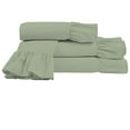 thumbnail image 5 of 4 Piece Corner Ruffle Sheet Set, 3" Inch Corner Ruffle On Flat Sheet, 15 Inch Deep Pocket, 100% Egyptian Cotton, 800 TC, Queen Size, Solid Light Sage, 5 of 6