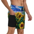thumbnail image 3 of Haiem Landscape With Sunflowers Mens Swim Trunks with Compression Liner 2 in 1 Swimming Shorts Stretch Swimwear Quick Dry,Board Shorts-Small, 3 of 9