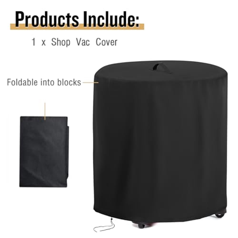Black Cover for Shop Vac, 24''D x 26.5''H Wet and Dry Shop Vacuum Cleaners Dust Cover Protection for 12-16 Gallon Shop Wet Dry Vacuums