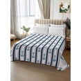 thumbnail image 3 of King Size Flat Sheet Only, Navy Blue Anchor Nautical Soft Brushed Microfiber Bed Sheets, Coastal Ocean Summer Beach Hotel Quality Breathable Bedding Top Sheet, Easy Care, 105"x98", 3 of 9