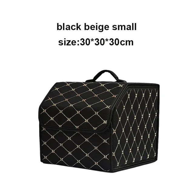 Car Trunk Organizer Box, Large Capacity, Auto Multiuse Tools, Storage Bag, Stowing, Tidying, Leather, Folding for Emergency