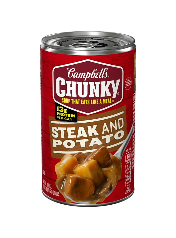 Campbells Chunky Soup, Ready to Serve Steak and Potato Soup, 18.8 oz Can