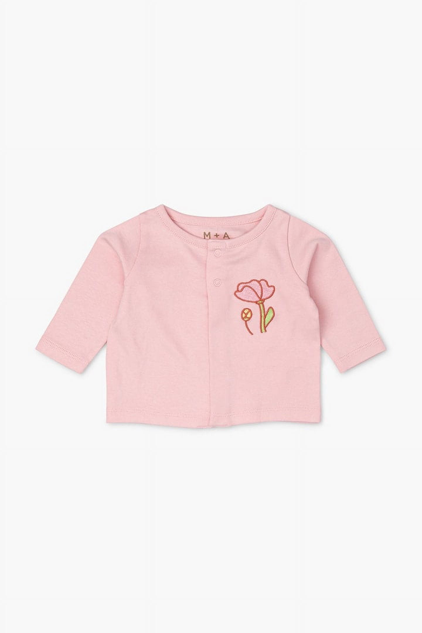 M+A by Monica + Andy Organic Gender Neutral Cotton Dress Romper + Cardigan Bundle, Sizes Newborn - 9 Months