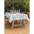 thumbnail image 3 of Outdoor Table Cloth with Umbrella Hole and Zipper, Aqua Teal Coastal Waterproof Rectangle Tablecloth 60"x102", Summer Beach Starfish Coral Nautical Washable Table Cover for Outside Party Patio Picnic, 3 of 8