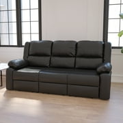 Flash Furniture Black LeatherSoft Sofa with Two Built-In Recliners