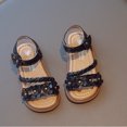thumbnail image 4 of Gelikeya Toddler Girls Sandals with Flower Breathable Leather Kids Closed Toe Sandals Soft Rubber Soft Soled Summer Shoes for Little Girl, Black, 4 of 5