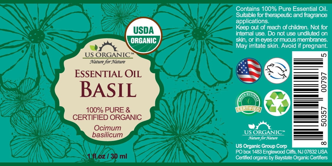 US Organic Basil Essential Oil, 100% Pure USDA Certified Organic, 30 ml