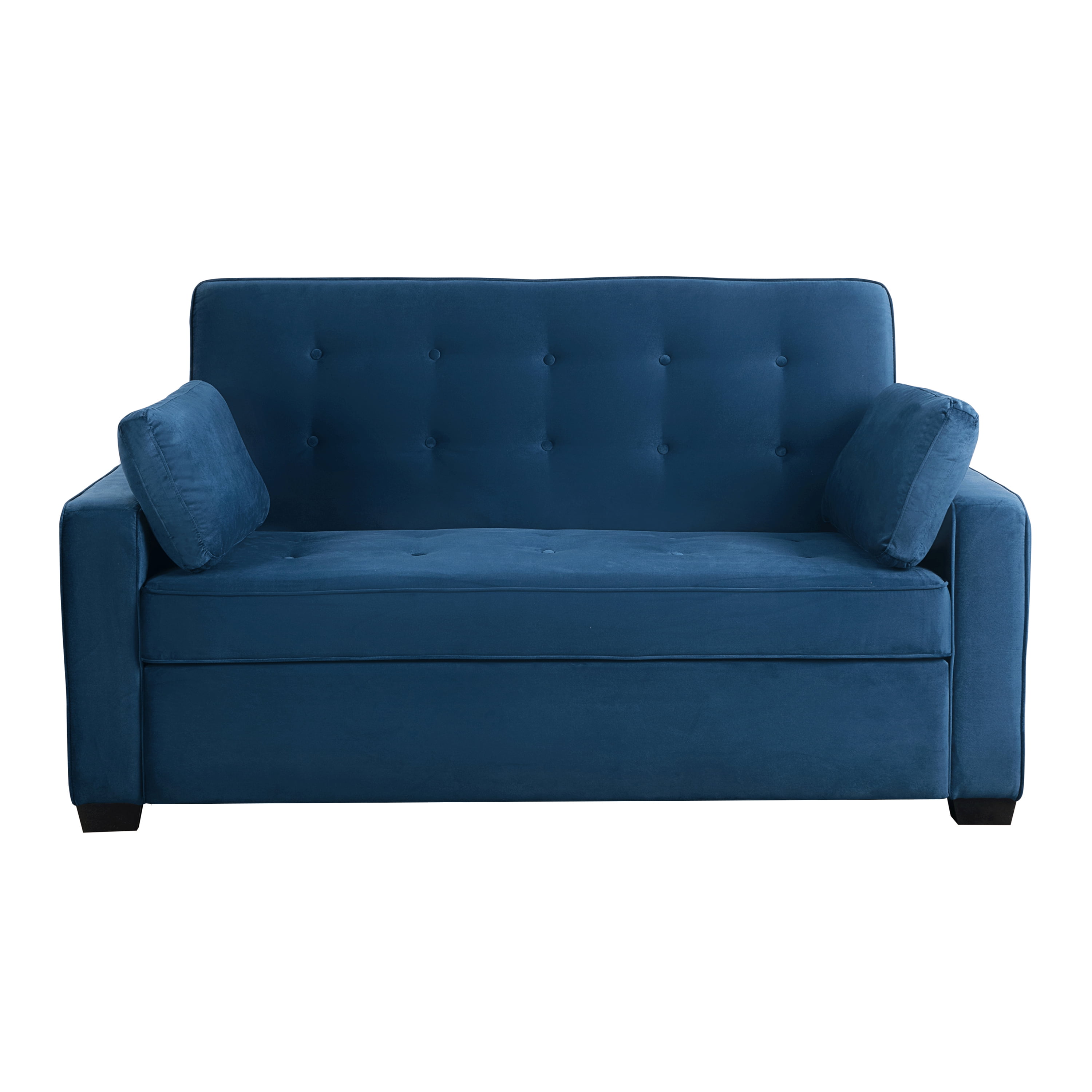 Serta Monroe Modern Convertible Sofa with Queen Size Sleeper, Navy Blue Woven Fabric