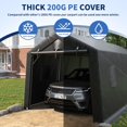 thumbnail image 3 of HOYOA Carport 10'×20' Heavy Duty, Car Canopy Portable Outdoor Garage with Roll-up Zipper Door, Thick Shelter Storage Canopy Tent with All-Steel Metal Frame for Car, 3 of 7
