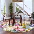 thumbnail image 4 of Spring Floral Round Rug 5ft Washable Circle Kitchen Rugs Non Slip Farmhouse Elegant Flowers Watercolor Large Area Rug Indoor Floor Carpet for Bedroom Living Room Home Office Dining Room Nursery, 4 of 8
