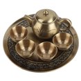 thumbnail image 1 of Juego de tetera de 6 uds., diseño de orquídeas de latón, delicado juego de tazas de té Vintage para sala de estar y oficina, 1 of 5