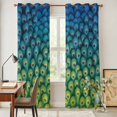 thumbnail image 5 of Kitchen Curtains 84 Inch Length 2 Panels, Ombre Peacock Grommets Window Treatment Curtain, Vintage Abstract Peacock Feather Gradient Blue Thermal Curtains Drapes for Living Room/Bathroom, 5 of 9
