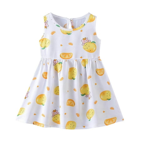 

LIhncine Girls Dress Girls Dress Summer Floral Princess Dress Beach Dress 2024 New Cotton Silk Sundress Children s Dress (Yellow 6-7 Years)