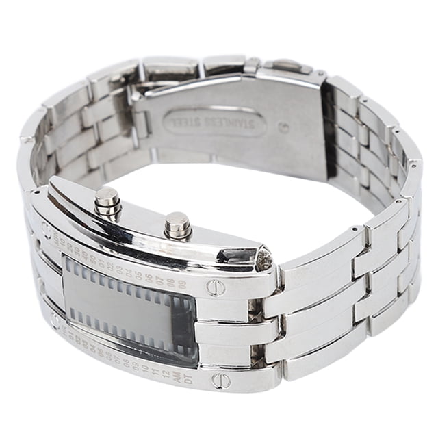 Business Watch, Accurate Alloy Binary Time Mode Display Men's Wrist Watch Exquisite For Daily Wear Men's Silver