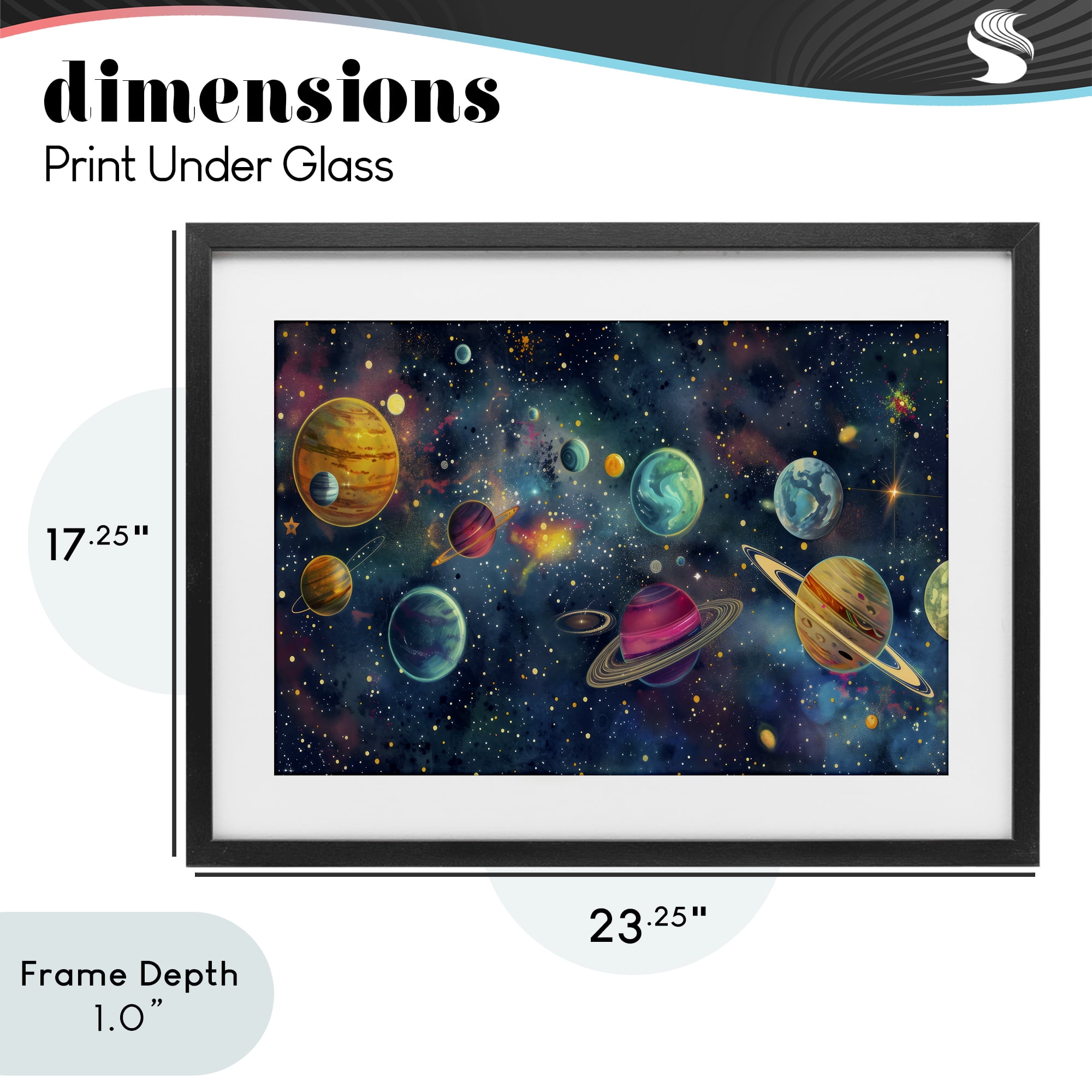 Stupell Industries Celestial Planetary Parade Black Framed Print Under Glass, design by Creative Studio