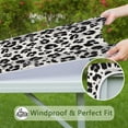 thumbnail image 6 of Black and White Leopard Pattern Square Fitted Tablecloth with Elastic Edge,Square Table Cover,Washable Elastic Table Cover for Home Kitchen Party Decor 34"x34", 6 of 6
