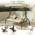 thumbnail image 6 of Pirecart 3-Seat Patio Porch Swing, Outdoor Converting Swing Chair with Canopy & Cushion, Graden, Yard, Beige, 6 of 10