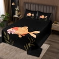 thumbnail image 2 of Erosebridal Gold Fish Coverlet Set Twin, Plant Print Bedding Set, Cartoon Bow Decor 2 Pieces, 2 of 5