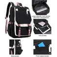 thumbnail image 5 of Girls School Student School Bag Outdoor Backpack with USB Charging Port, Black Pink, Backpack, 5 of 5