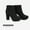 BLACK, variant on Dream Pairs Women's New Slip On Ankle Boots Chunky High Heel Side Zipper Boots STOMP WHITE/PU Size 7.5