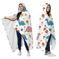 thumbnail image 2 of Wearable Blanket,White Cartoon Dinosaurs Flowers Pattern Hooded Wearable Flannel Blanket for Adults & Teens,Winter Poncho Shawl Wrap Cape Cozy Anti-Pill,50"x60", 2 of 5