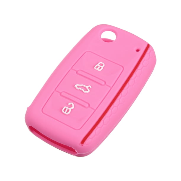 Rosa Silicona Coche Remoto Control Llavero Carcasa Protector 3 Botones