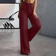 thumbnail image 6 of SimpleJoyi Women High Waist Wide Leg Dress Pants Solid Color Drawstring Waist Pockets Casual Work Trousers Size S-XXXL, 6 of 8