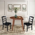 thumbnail image 4 of 42" Round Solid Wood Dual Drop Leaf Table with 2 Chairs in Distressed Oak, 4 of 10
