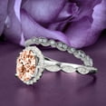 thumbnail image 2 of Art Deco 2.25 Carat Oval Cut Morganite And Diamond Moissanite Classic Engagement Ring, Halo Wedding Ring in 10k Solid White Gold, Gift For Her, Wife Gift, Anniversary Ring, Bridal Set, Matching Band, 2 of 3