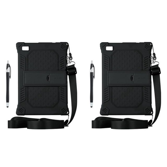 2 fundas para tablet P20HD M40 P20 de 10,1 pulgadas, de silicona anticaídas, con correa y bolígrafo (negra)