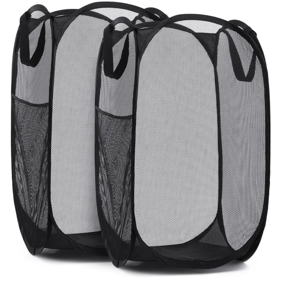 Cesto desplegable de malla, práctico, plegable, para ropa sucia, paquete de 2 unidades, negro