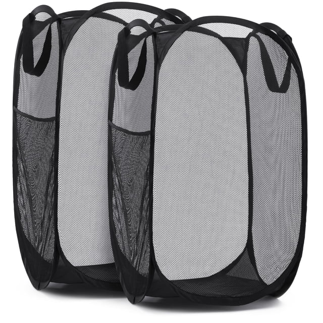 Cesto desplegable de malla, práctico, plegable, para ropa sucia, paquete de 2 unidades, negro