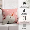 thumbnail image 3 of Pink Christmas Throw Pillow Covers 20x20 Lovely Snowman Pillowcase Set of 2 White Xmas Tree Pillow Covers for Holiday Decorations Living Room Cotton Linen Cushion Case, 3 of 4