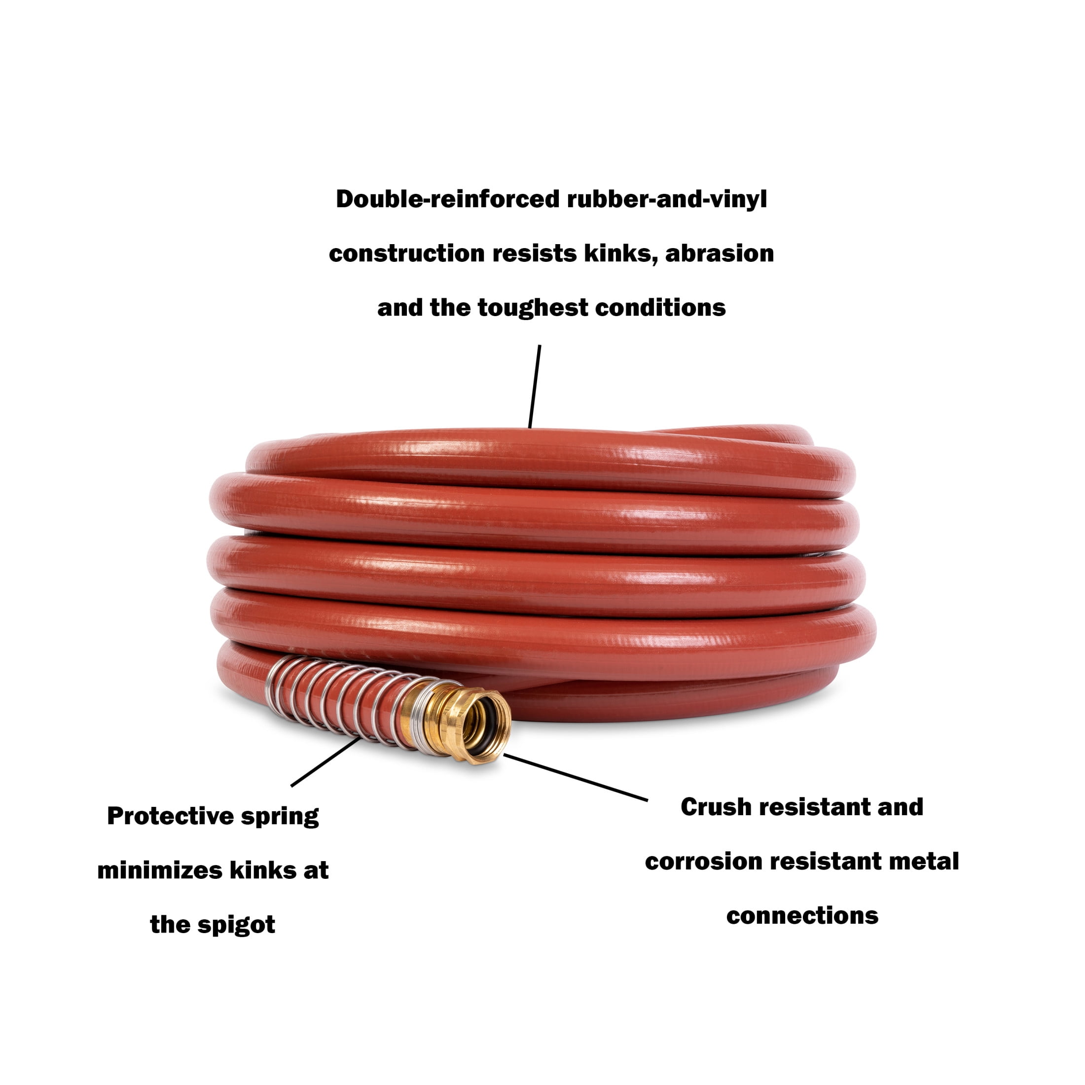 Gilmour Heavy-Duty Garden Hose, 5/8" x 25', 600 PSI, 8-Layer Construction, Kink-Resistant Design with Brass Couplings