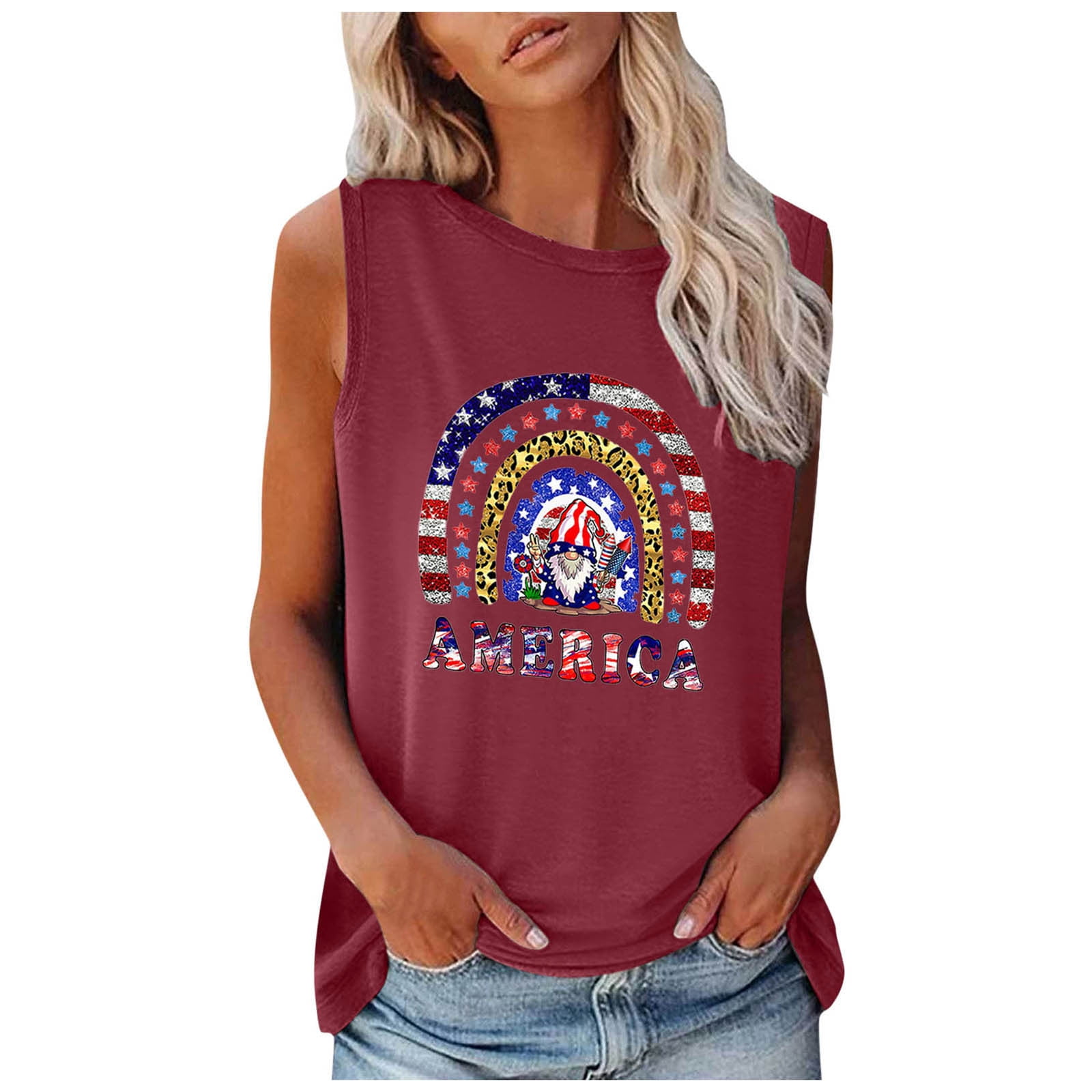 4Th Of July Tank Top for Women Loose Fit Blouses Casual Summer Shirts ...