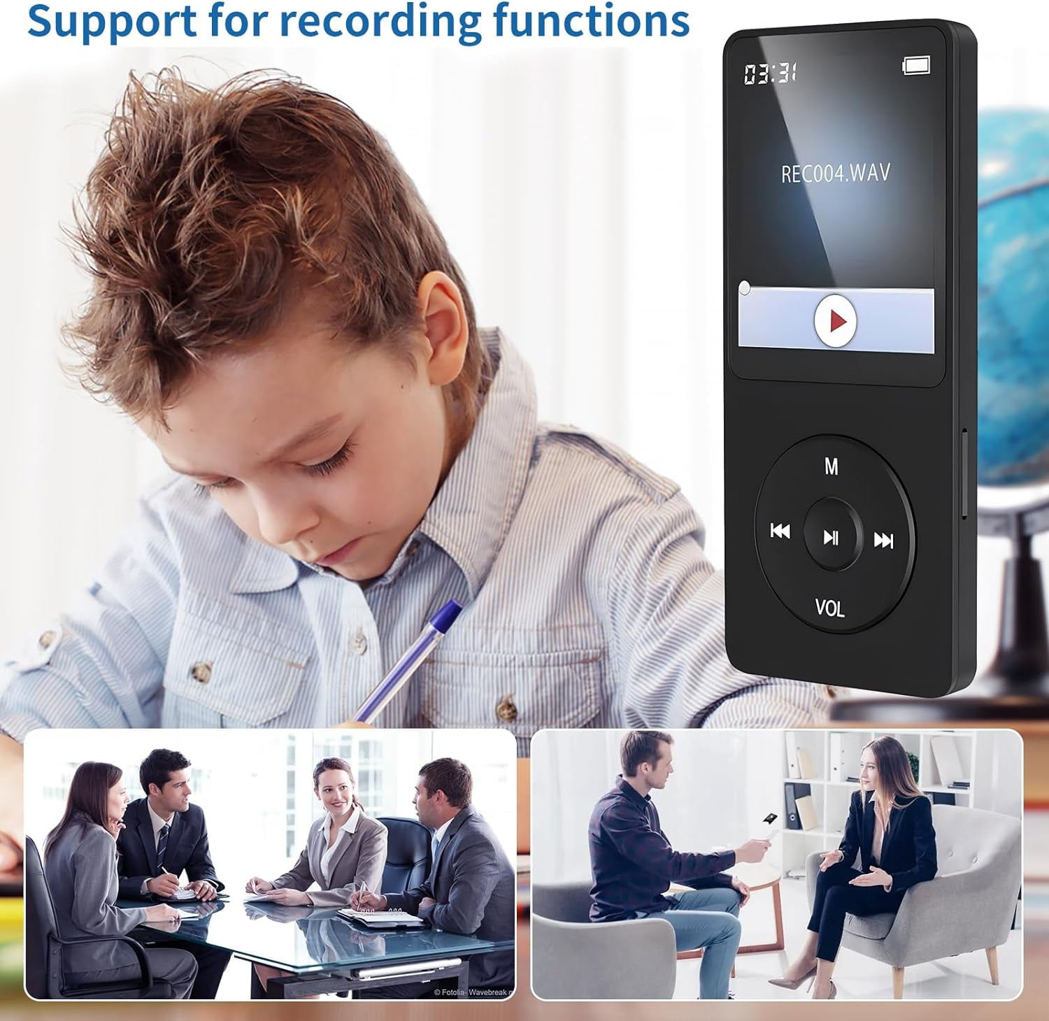 MP3 Player, Music Player with 32GB Micro SD Card, Earphone,Build-in Speaker/Photo/Video Play/FM Radio/Voice Recorder/E-Book Reader, Supports up to 128GB for Kids,Running,Walking