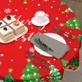 thumbnail image 4 of Christmas Tablecloth Round 60 Inch Xmas Tree Snowflake Table Cloths Circle Red Table Cover Washable Wipeable Polyester Tabletop for Dining Kitchen Picnic Party Decor, 4 of 7