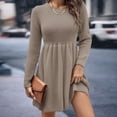 thumbnail image 4 of Vestido tipo babydoll de color liso para mujer, ropa popular de otoño e invierno, 4 of 6