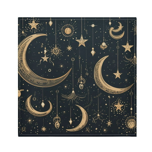 JSTEL Crescent Moons and Stars Boho Cloth Napkins Set of 1, 20x20 Inch Washable and Reusable Napkin for Decoupage Dinner Party Everyday Use