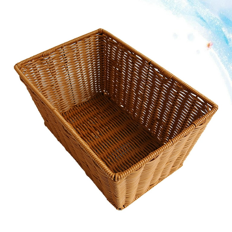 Plastic Rattan Storage Basket Home Kitchen Office Organiser Tidy Container  Box
