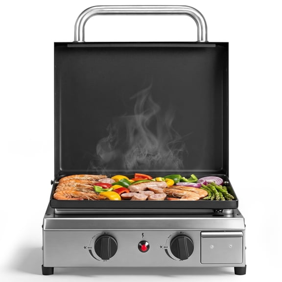 Zintown Propane Griddle Table Top Grill Camping Griddle Portable with 2 Burner