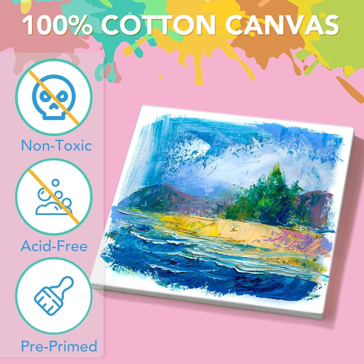 12 Pack Mini Canvas Panels 4" x 4",Happon Blank Framed Canvas Panels,Small Cotton Stretched Canvas Boards for Painting Craft Drawing Small Acrylics Canvas
