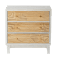 thumbnail image 5 of COZAYH 3-Drawer Farmhouse Dresser with Handicraft Wood Ring Motif, Fully Assembled Nightstand Wooden Finish for Boho, Mid-century, Rustic Style, 5 of 6