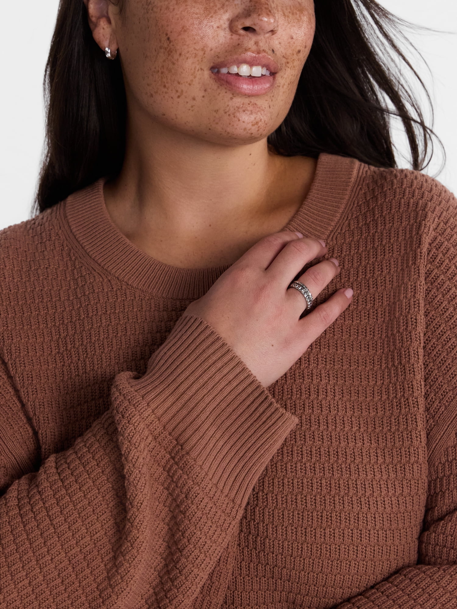 Terra & Sky Women's Plus Knit Crewneck Pullover Sweater, Sizes 0X-5X