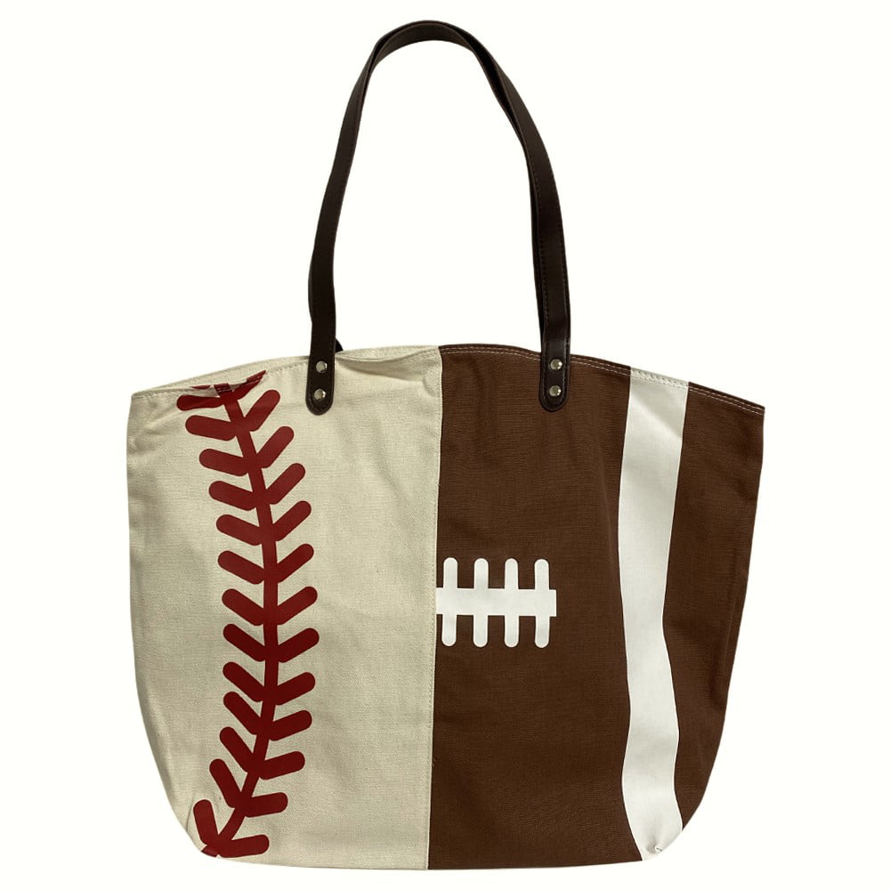 Extra Large Half Baseball Softball Tote bag Beach Bag Canvas Shoulder bag 