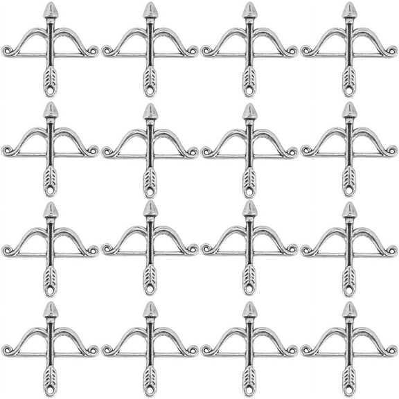 1 Box 60Pcs Valentine Charms Bow and Arrow Charms Alloy Antique Silver Tibetan Loop Vintage Charm Collection Bulk DIY